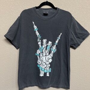 Turquoise jewelry Tee with Skeleton Graphic - New Without Tags